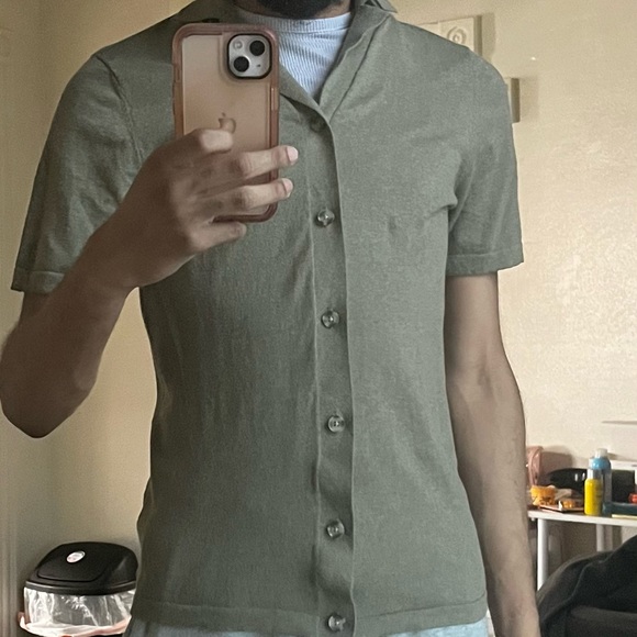 ASOS Other - Khaki green mens knit button up shirt in size Medium